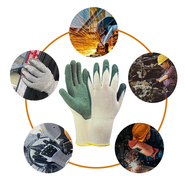 Sunnyhope Thirteen Needle Latex Wrinkled Gloves Waterproof Industrial Work Gloves for Garden Safety Free Sample