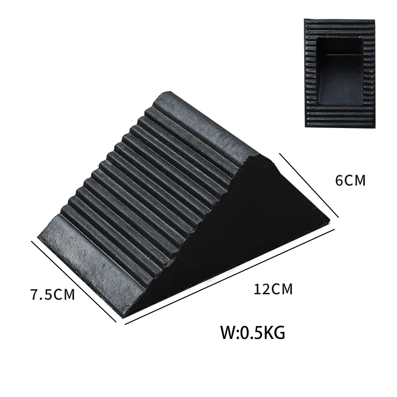 Automotive Solid Rubber Heavy Duty Black Wheel Chock For Car Parking