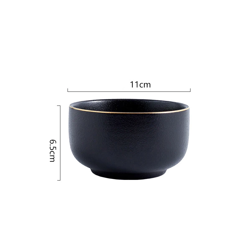 HCJ69 Japanese black matte ceramic tableware household dishes set retro hotel sushi long plate