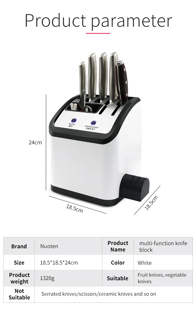 
kitchen gadgets plastic single dry electric uv smart magnetic knife holder with sharpener 