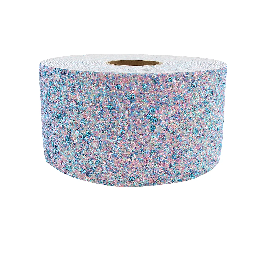 DIY Hair Bows Crafts 3' 75mm Chunky Glitter Faux Leather Ribbon For Christmas Ribbon Hair Bow