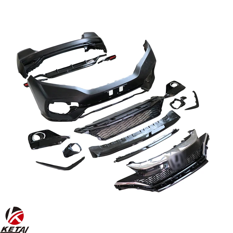 RS Style Car Front Bumper Lip Lower Grille Body Kit For HONDA Fit 2014-2020