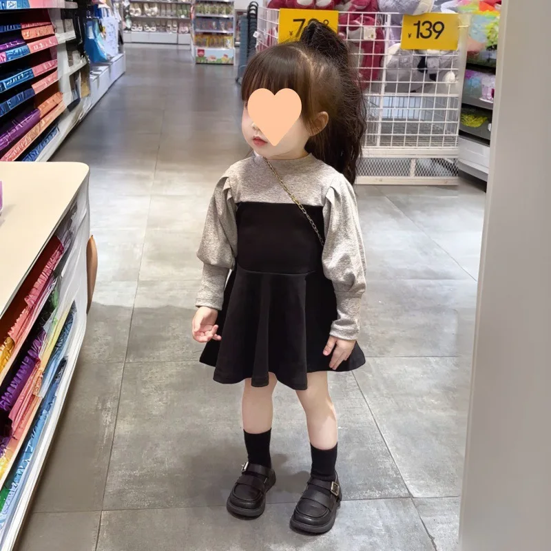 1 year baby beautiful girls trendy black children vintage fall casual a line korean style dresses long sleeve white