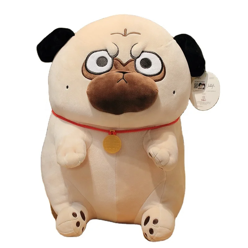 Hot Wholesale Custom Stuffed Soft Cute Lovely Cartoon Gifts Kids Animal Shar Pei Baza Black Pet Puppy Plush Toy Pillow Doll