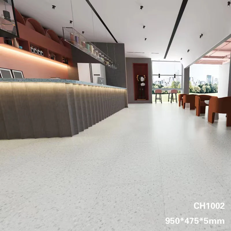 Tasteless Waterproof Pvc3mm 4mm 5m  interlock stone Grain Floor Covering Vinyl plank Spc Piso SPC Plastic Flooring