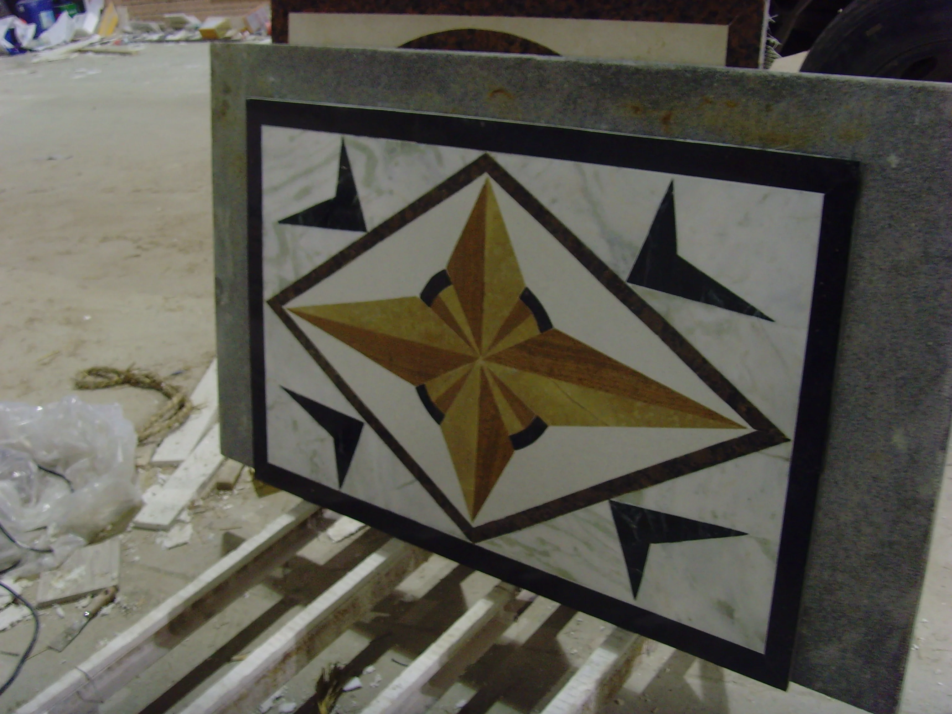 Modern Flower Pattern Mosaic Tile Multi Color Natural Stone Medallions Hotel Lobby