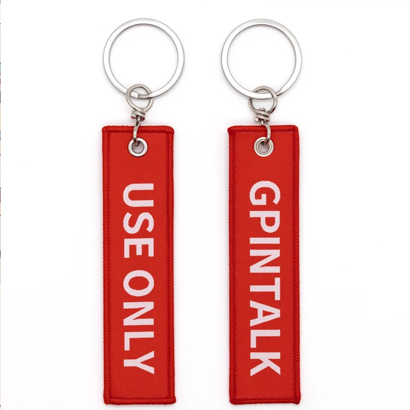 Promotional Embroidery Car Keychain Fabric Key Ring Custom Embroidery Key Chain