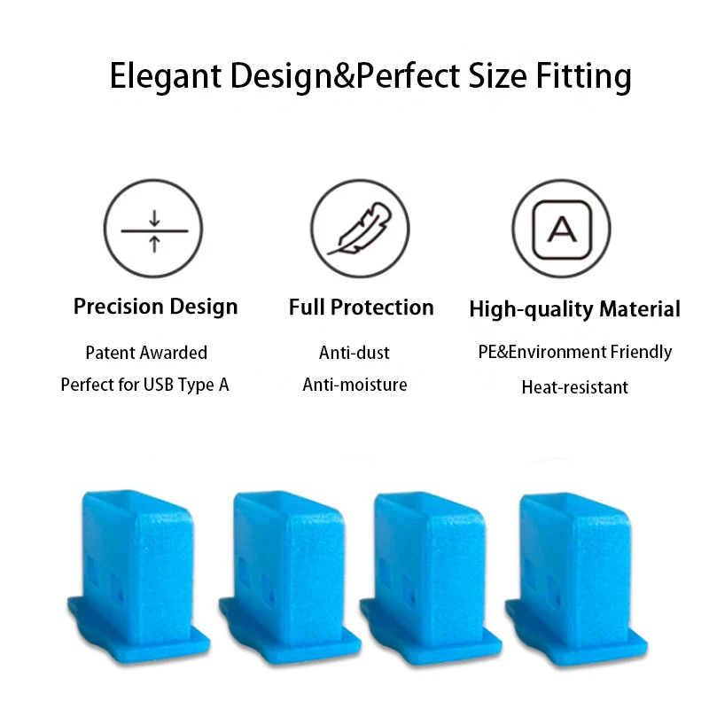 USB A Port Anti Dust Plug Cover Protector (White&Red&Orange&Blue&Black&Transparent)