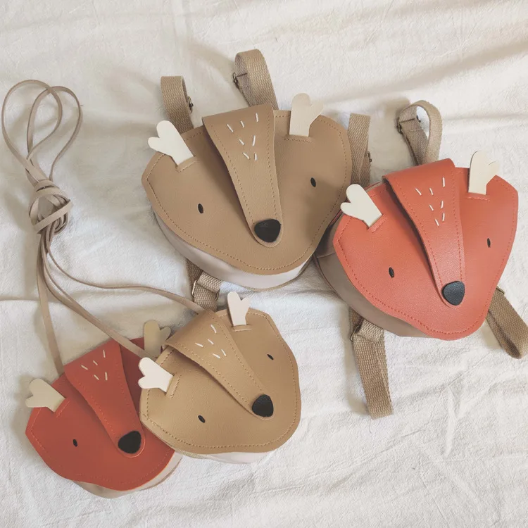 Kids Backpack Lovely Deer PU Leather Messenger Bag Mini Coin Purse Handbags Girls Cartoon Shoulder Bags Princess Accessories