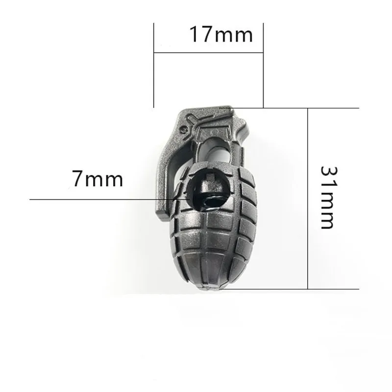 Wholesale Backpack Garment Accessories Plastic Grenade Shape Paracord Cord Lock Toggle Stopper