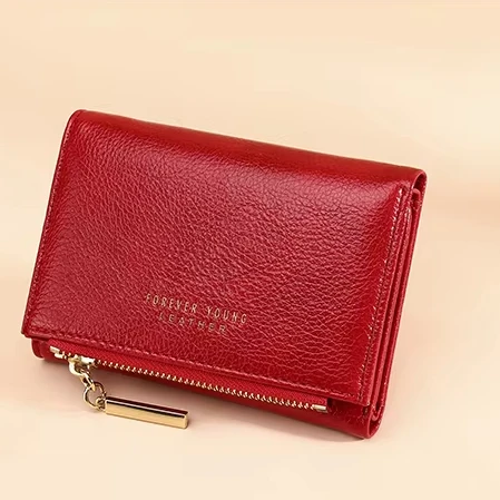 2024 model factory direct sales ladies short minimalist wallet  cute card holder snap button simple three-fold coin wallet women