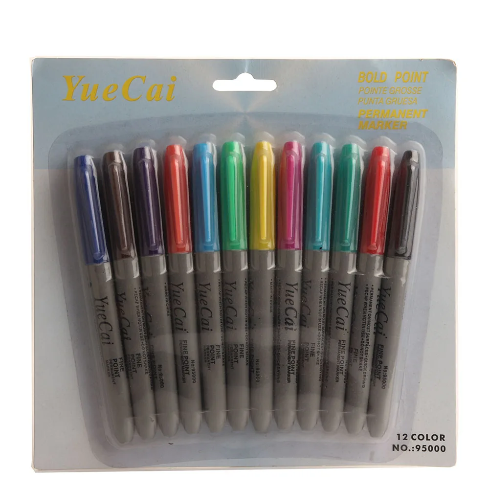 12pcs non-toxic marker pen paint permanent blister card package