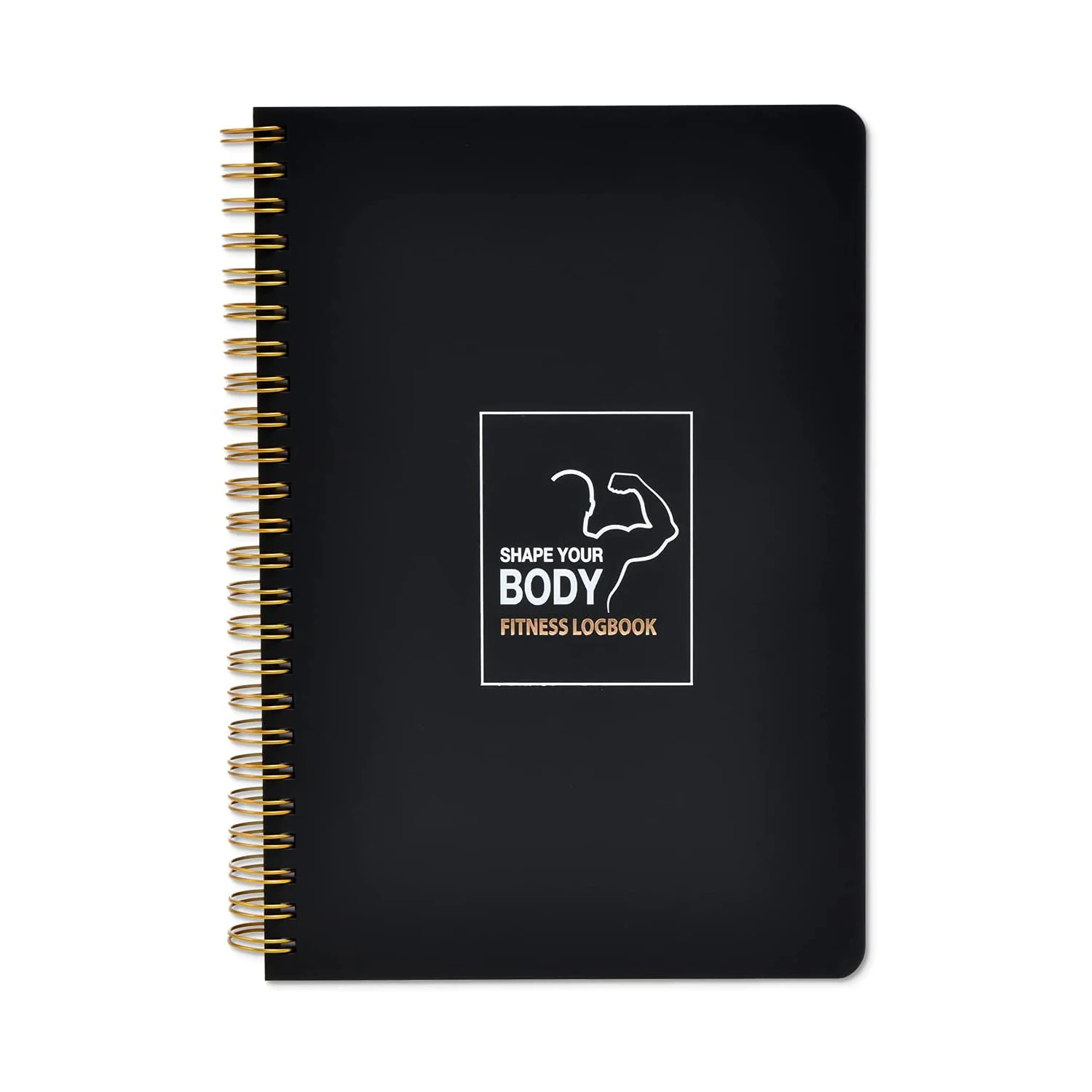 Workout Log Book Wellness Journal Black Fitness Exercise Planner Custom Printing Daily Diary Spiral Notebook