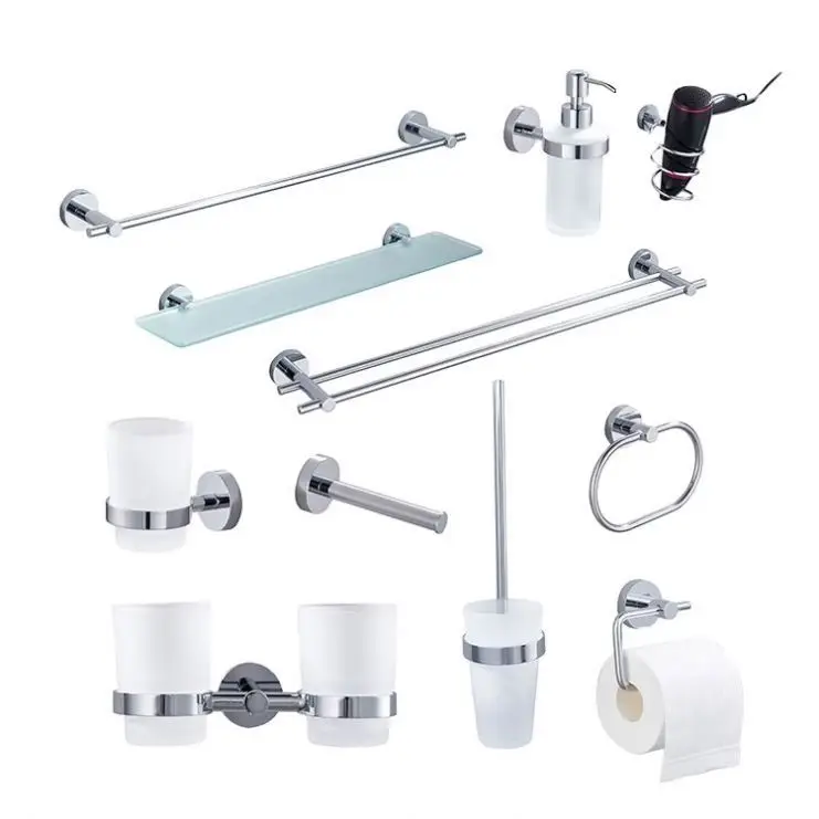 Набор аксессуаров для ванной комнаты из цинкового сплава, хромированный настенный набор аксессуаров для ванной комнаты