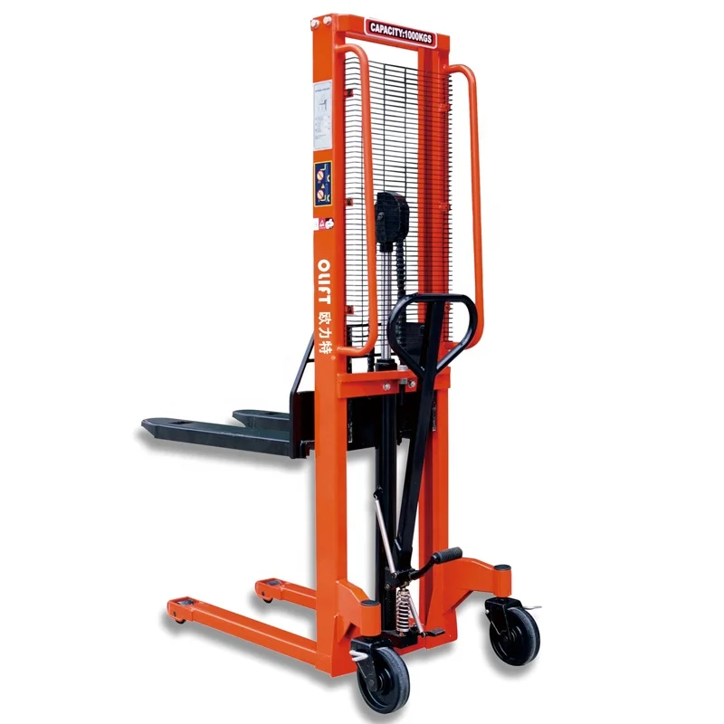 Hand Stacker Olift Easy Operation 1 Ton 3m Manual Forklift Pallet Jack Stacker