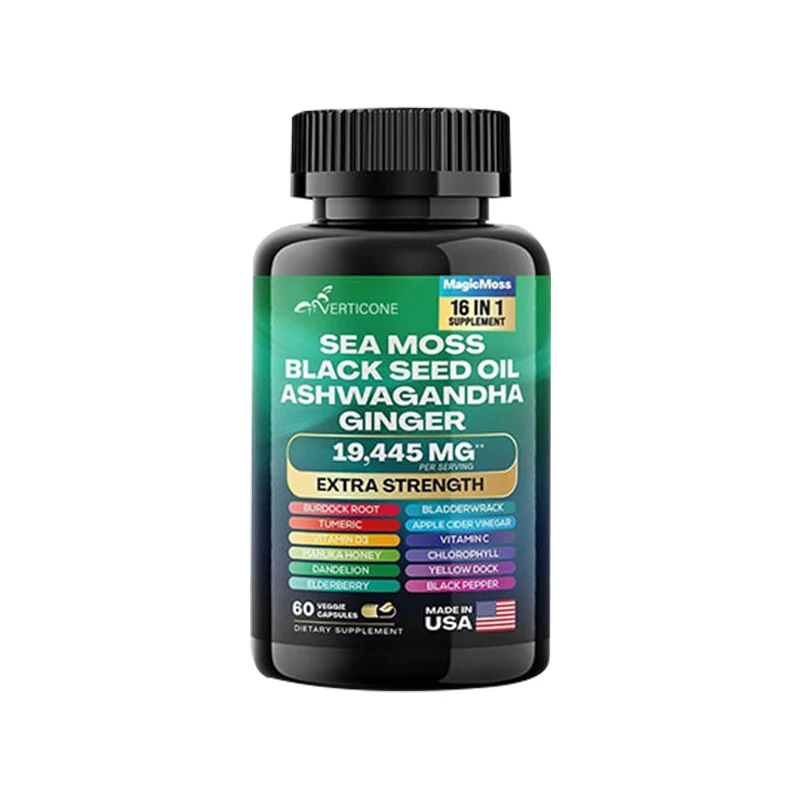 Antiaging Seaweed Sea Moss Ginger Nori Capsule Sea Moss Black Seed Oil Ashwagandha Sea Moss Capsules Herbal Supplements