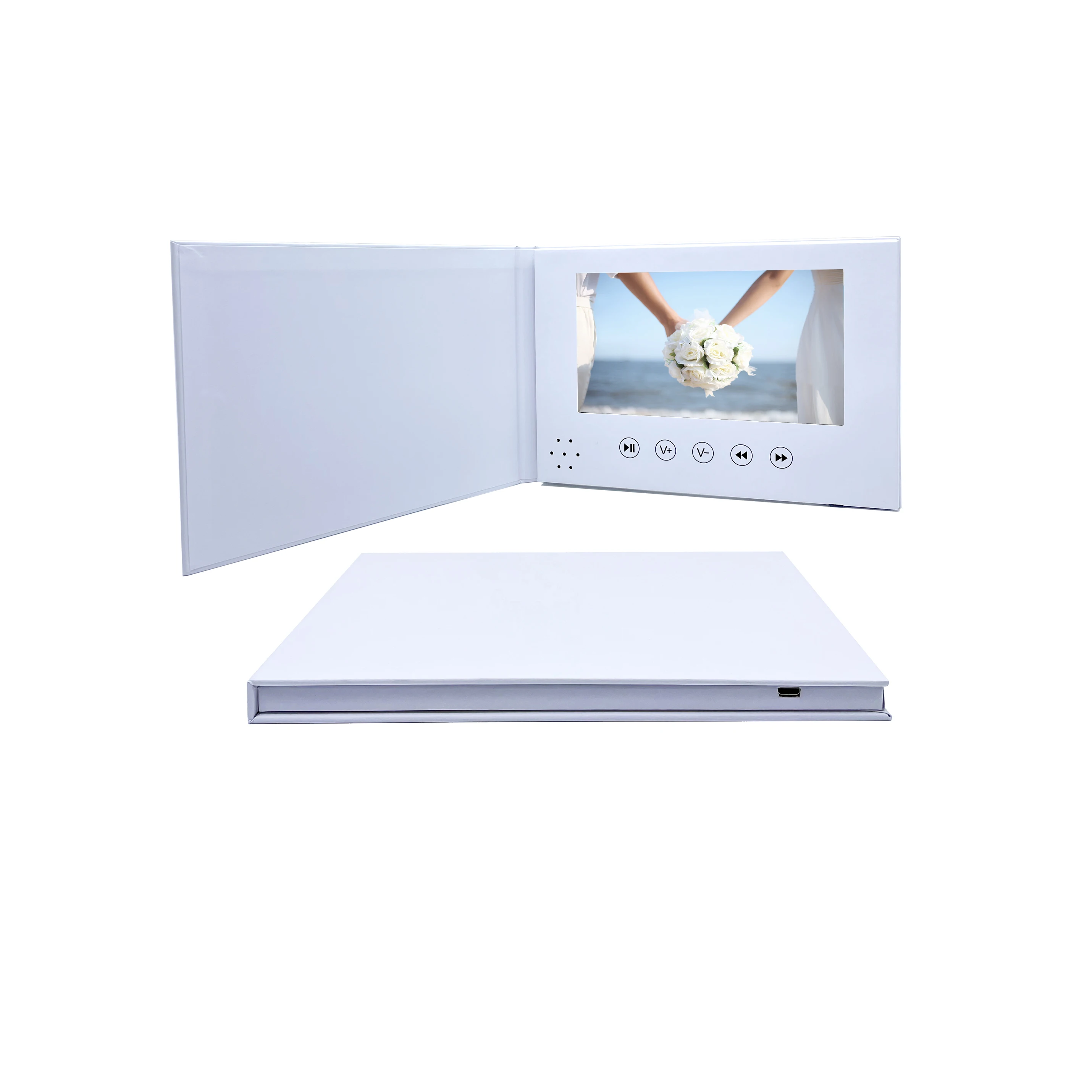 Customized  Creative 7 Inch  IPS Display  blank Video Brochure A5 Digital Greeting Card for wedding invitations