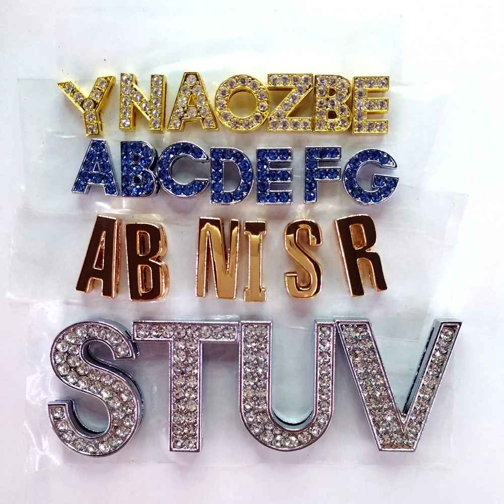Wholesale 10mm 18mm 30 mm Electroplated Different Colors Different Sizes Alphabet Slide Letters