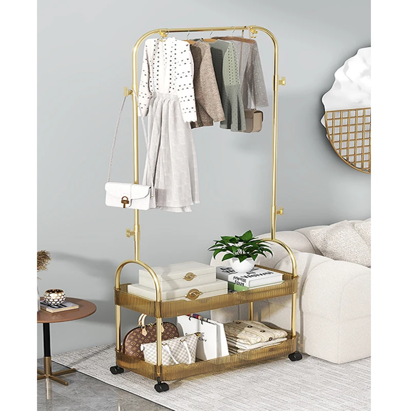 Multifunctional PET Clothes Hanger Rack Standing Mobile Coat Rack Storage Shelf