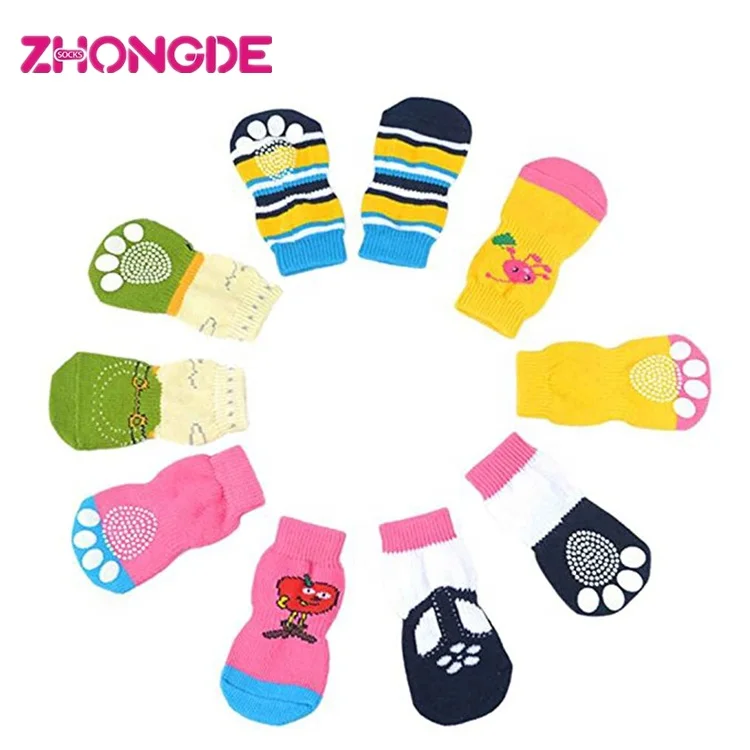 Custom cute paw non slip pet dog & cat socks