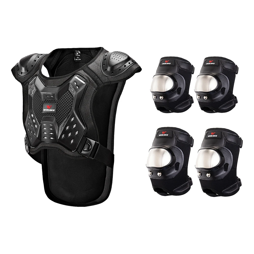 WOSAWE Motorcycle Armor Suit Roller Skating Skateboard Chest Back Spine Anti-fall Protective Gear Knee Pads Elbow Pads Suit