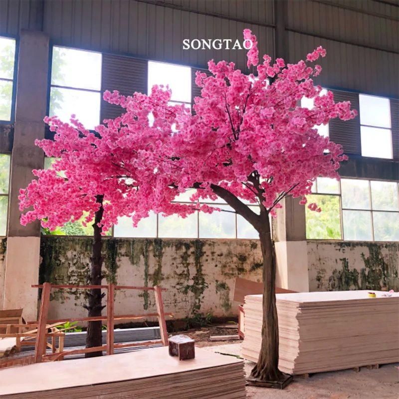 songtao Large Plastic Artificial Cherry Blossom Pink Flowers arch trees  Sakura Tree for wedding garden