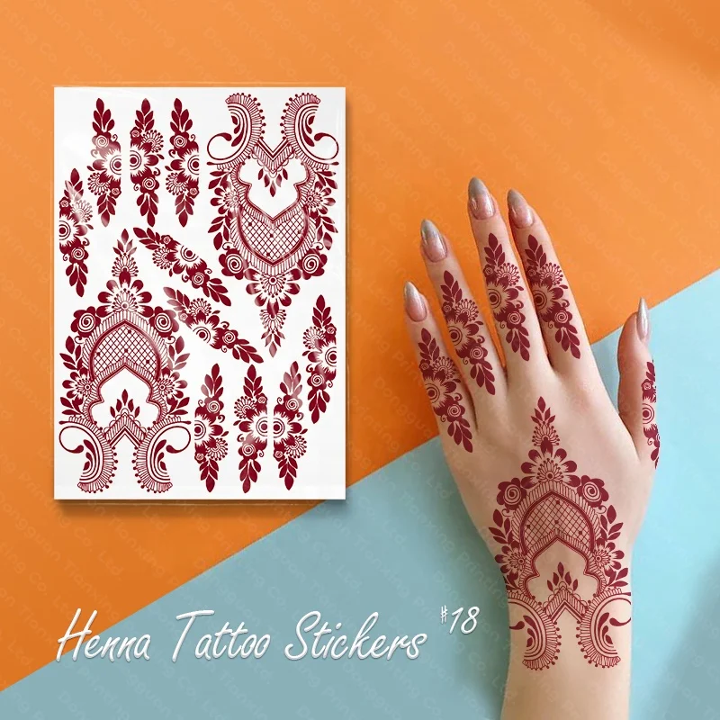 Flower Pattern Lace Temporary Henna Tattoo Sticker With Waterproof High Quality