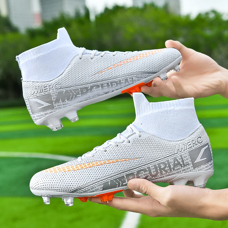 High Ankle Kids Cleats Training Sport Sneakers Outdoor Men Sapatos De Futebol Boys Soccer Shoes for men FG Football Boots