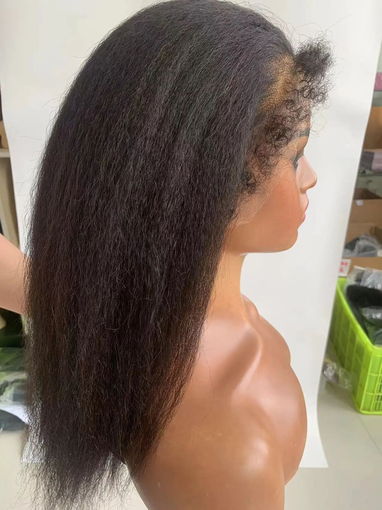 Wholesale 4C Edges Natural Hairline Wig Kinky Straight HD Lace Front Human Hair Wigs With Curly Baby Hair Lace Frontal Wig