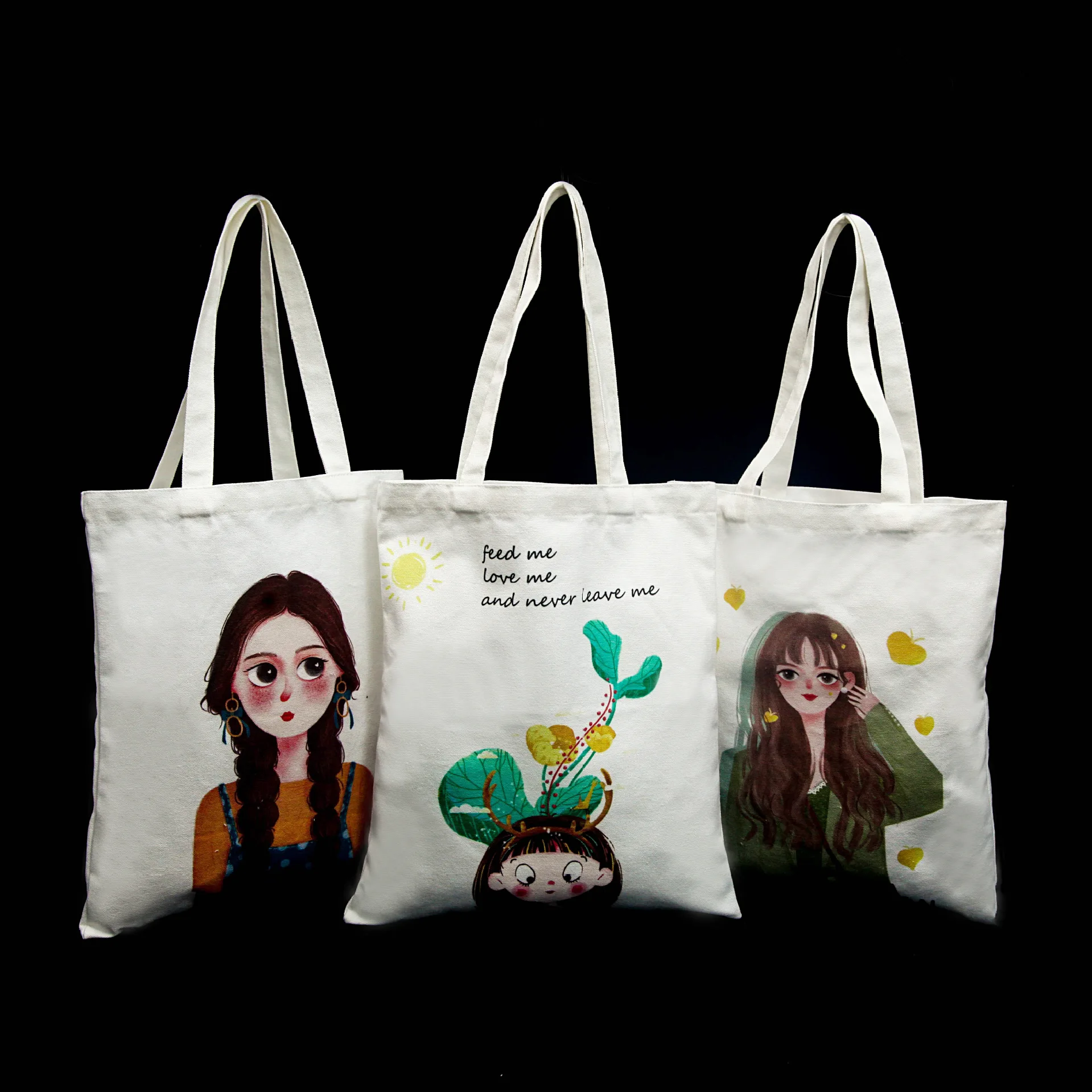 Free Sample Custom Logo Printed Eco Cotton Bag Canvas Reusable Recycle Shopping Bag Woman Handbag