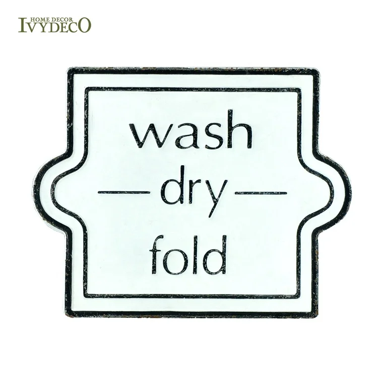
IVYDECO Laundry Co. WASH DRY FOLD AND REPEAT Vintage Metal Signs 