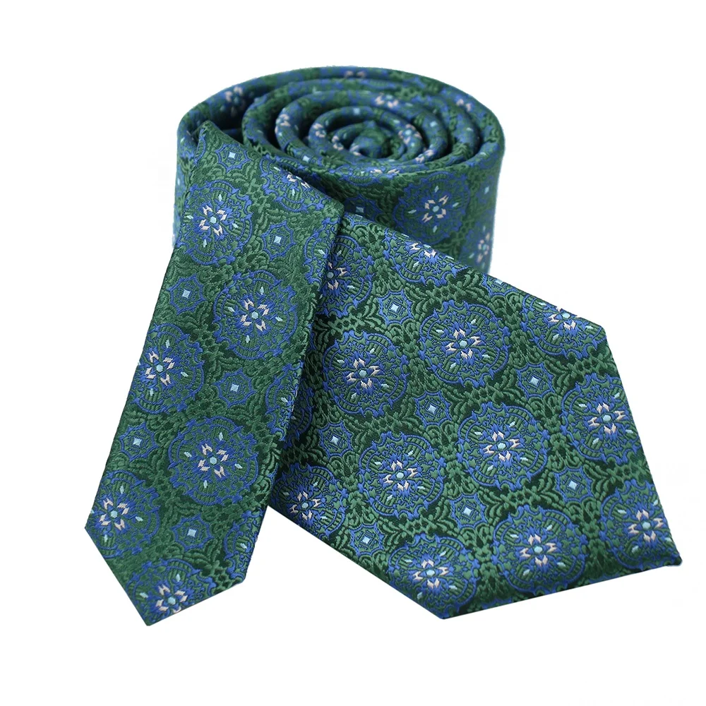 Профессиональное производство, темно-зеленый полиэфирный Тканый Жаккардовый галстук, нежный галстук с цветочным рисунком