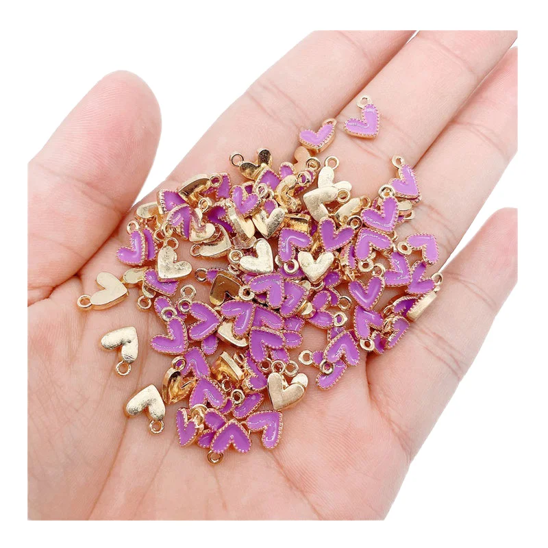 Hot Selling Alloy Heart Charms Enamel Cute Assorted Little Metal Pendants for Bracelet Shoes Dangle Jewelry Making Find