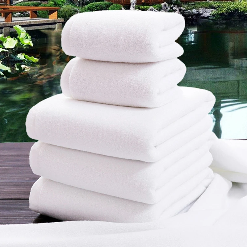 Custom Logo Size 100 Cotton Towel Water Absorbing Anti Slip Plain White Hotel Bath Mat