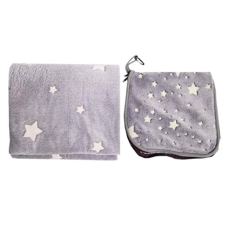 Travel Blanket and Pillow, 2 in 1 Airplane Blanket with Soft Bag Pillowcase, Hand Luggage Sleeve and Backpack Clip