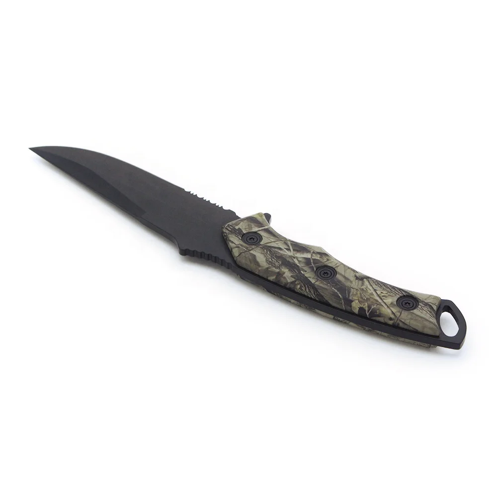 Wholesale Color Wood Handle Outdoor Camping Survival Fixed Blade Hunting Knife With Nylon Bag