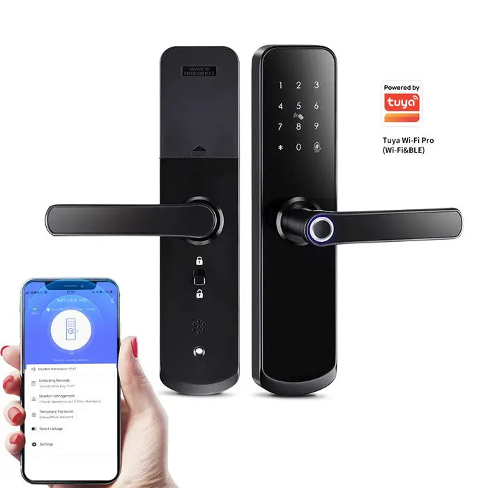 Smart Wifi App Fingerprint Digital Locks Biometric Electronic Waterproof Mortise Wi-Fi Tuya Door Lock