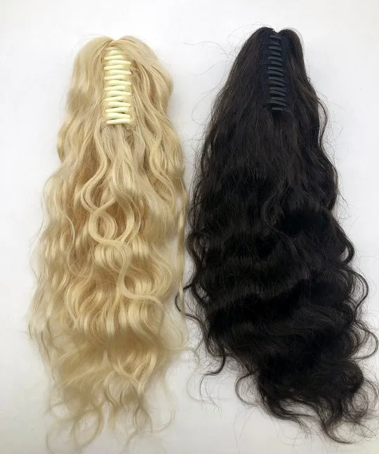 12inch Claw Clip Ponytail blonde Natura Black Fast shipping wholesale Good quality 100% human hair kinky curl hair ponytail