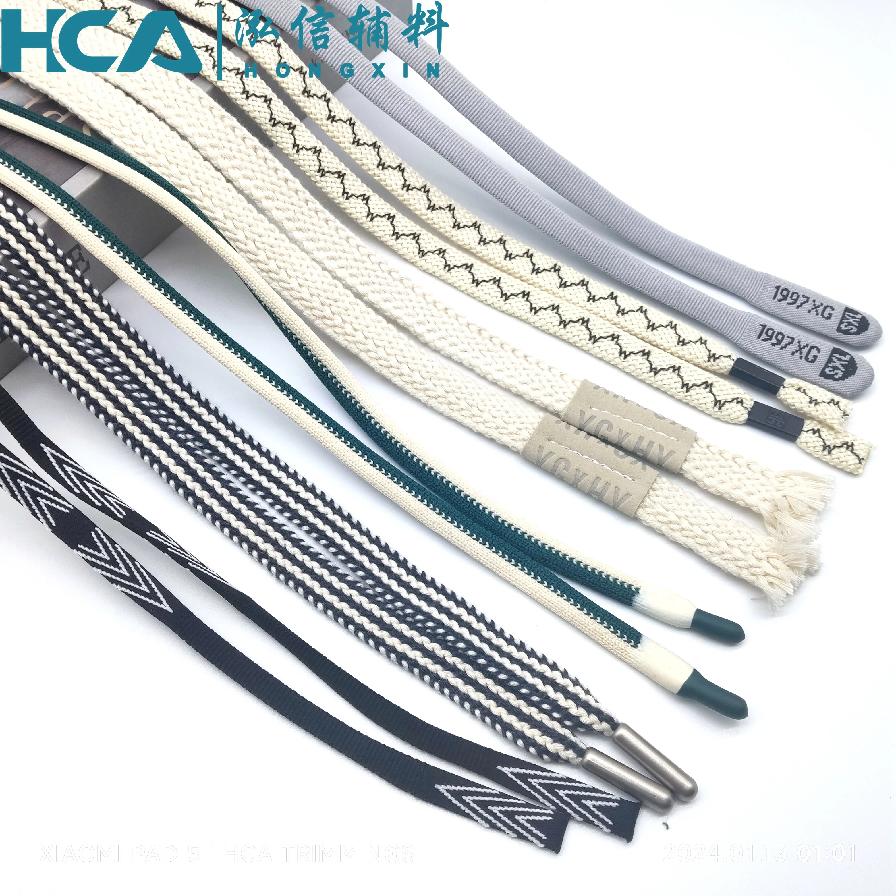 Custom Hoodie Polyester Braid  Drawstring Cord silicone Drawcord Draw Cord with metal tip  for Garment  Pants