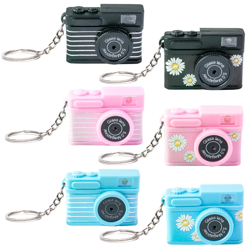 Cute Mini 3D Camera LED Keychains Flashing Sound Keyring for Key Holder for Daily Use