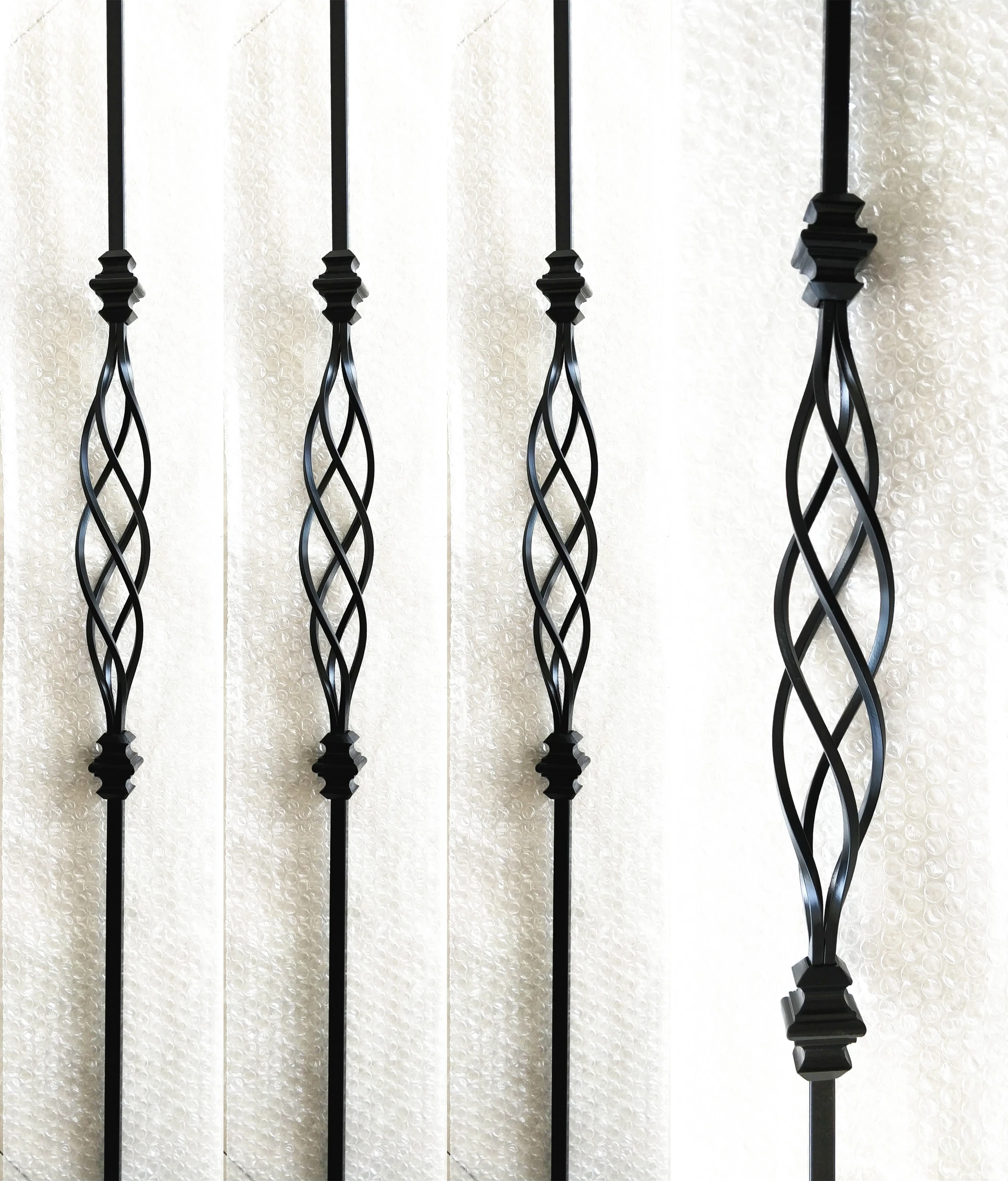 Long Basket Wrought Iron Balusters for Staircase Black