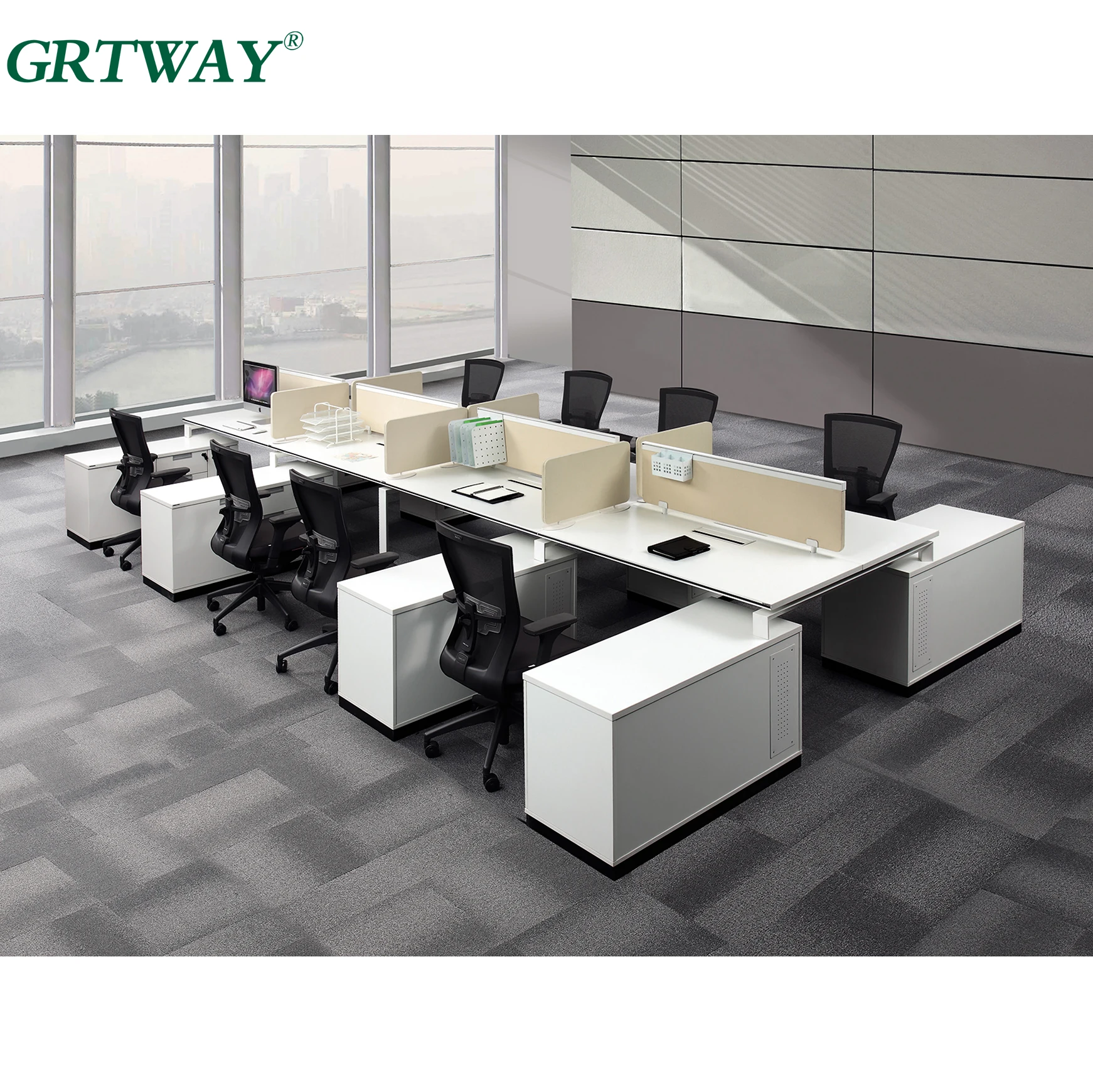 GRT722 Office Desks Furniture Table for Staff Space Saving Workstation Modern Design Wooden Furniture Office