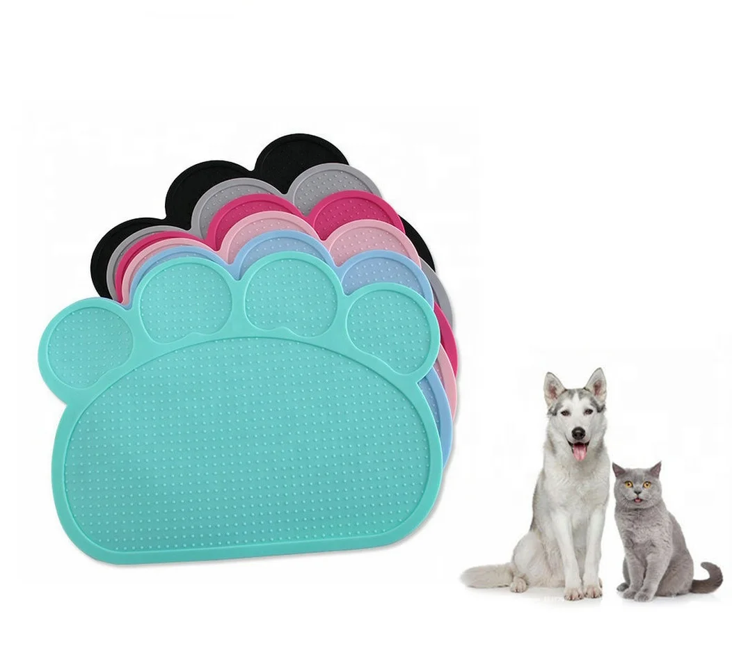 Paw Shape Large Size Pet Mat Non Slip Waterproof Puppy Dog Bowl Silicone Feeding