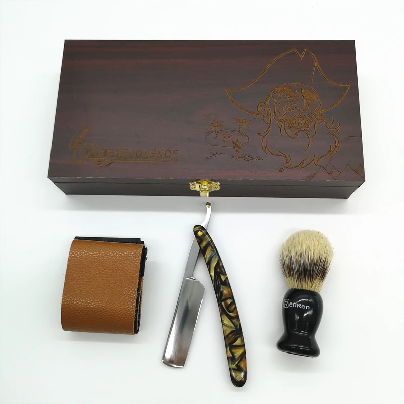 
Wholesale stainless steel black blade private label straight shaving razor 