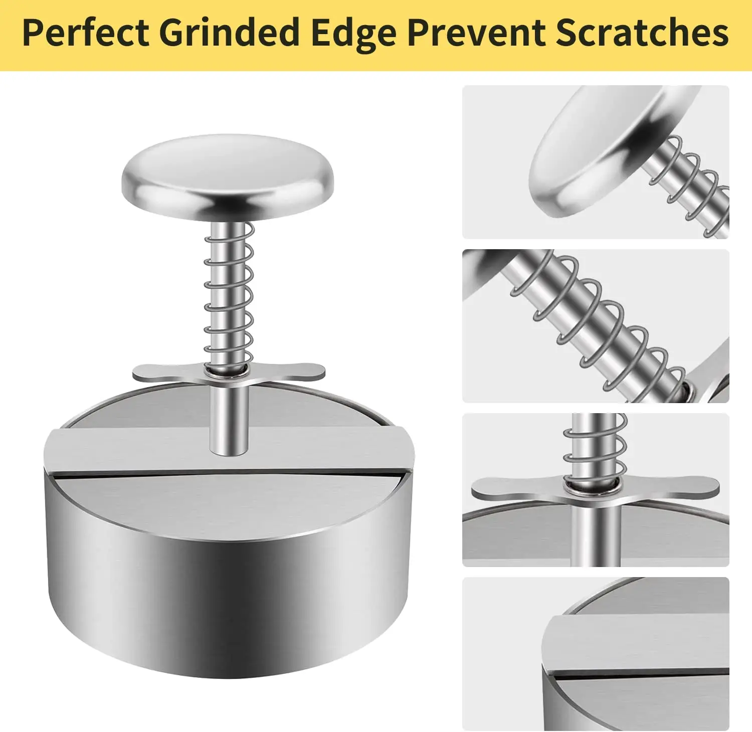 Антипригарная пресс-форма для гамбургеров из нержавеющей стали регулируемая с пружинной кнопкой