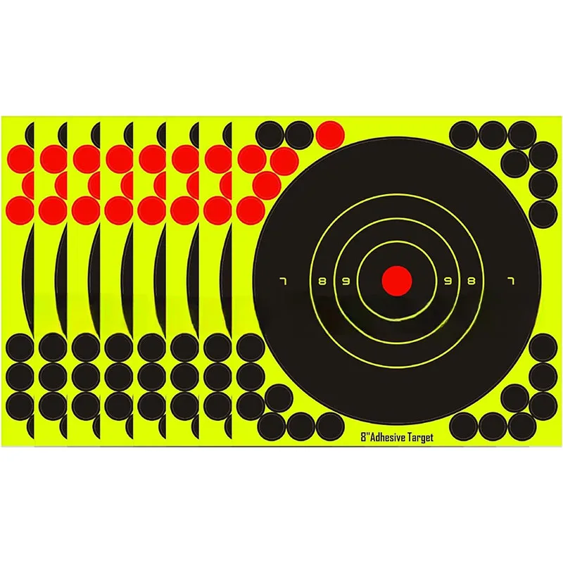 Wholesale 8 inch Bright Fluorescent Yellow Splatter Shooting Targets Sticker Self Adhesive Shooting Target