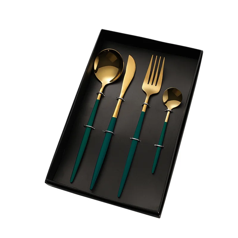 Wholesale cheap tableware dinner spoon fork knife with case stainless steel flatware portable camping party travel cutlery set