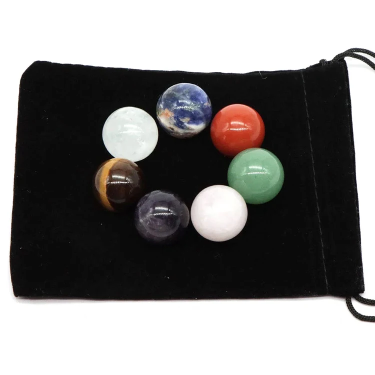 New Arrival Rough Gravel Crystal Meditation Healing Palm Stones Seven Chakra Crystal Tumbled Stone Box Reiki Set