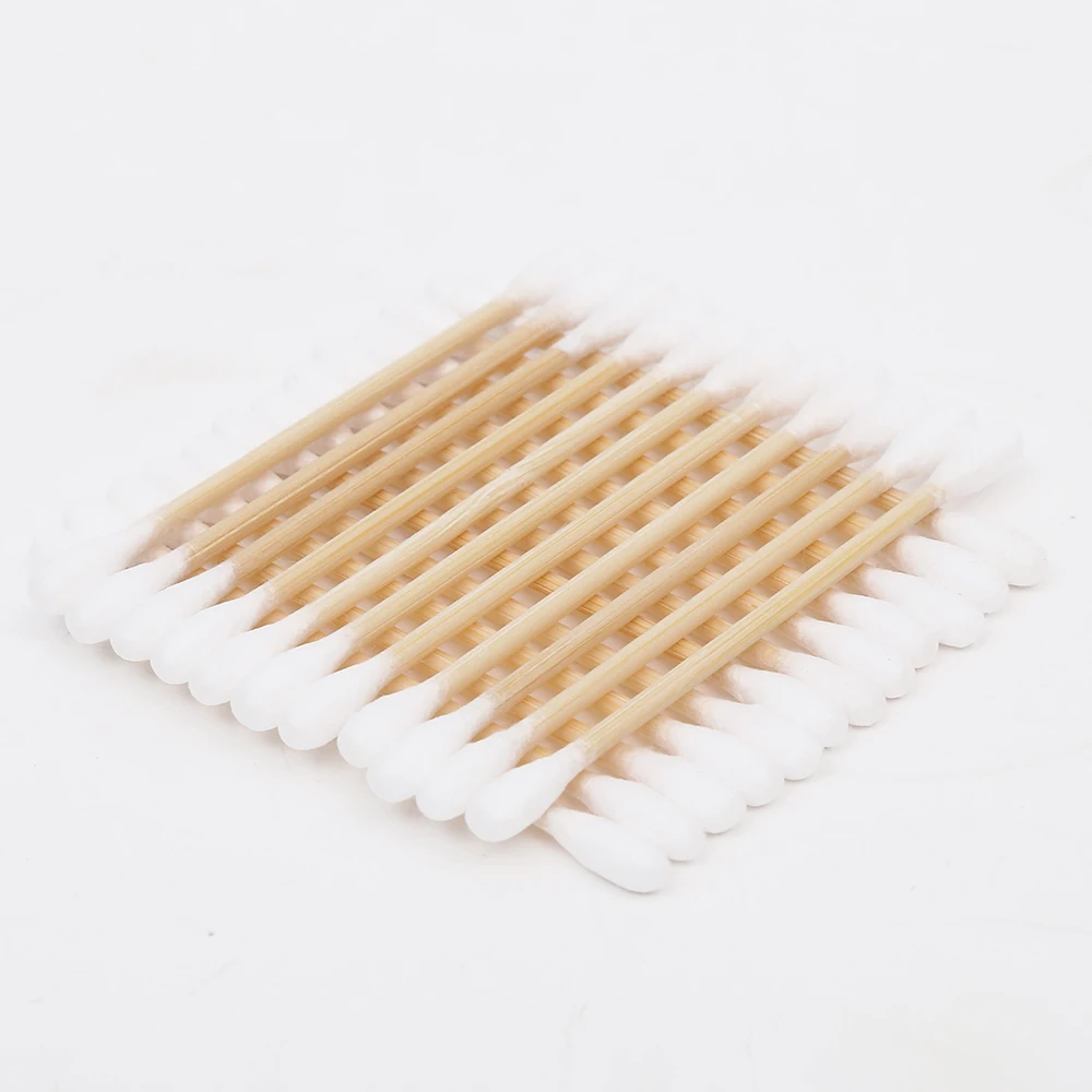 Professional made eco-friendly 100% cotton buds kraft paper box bamboo stick cotton swabs