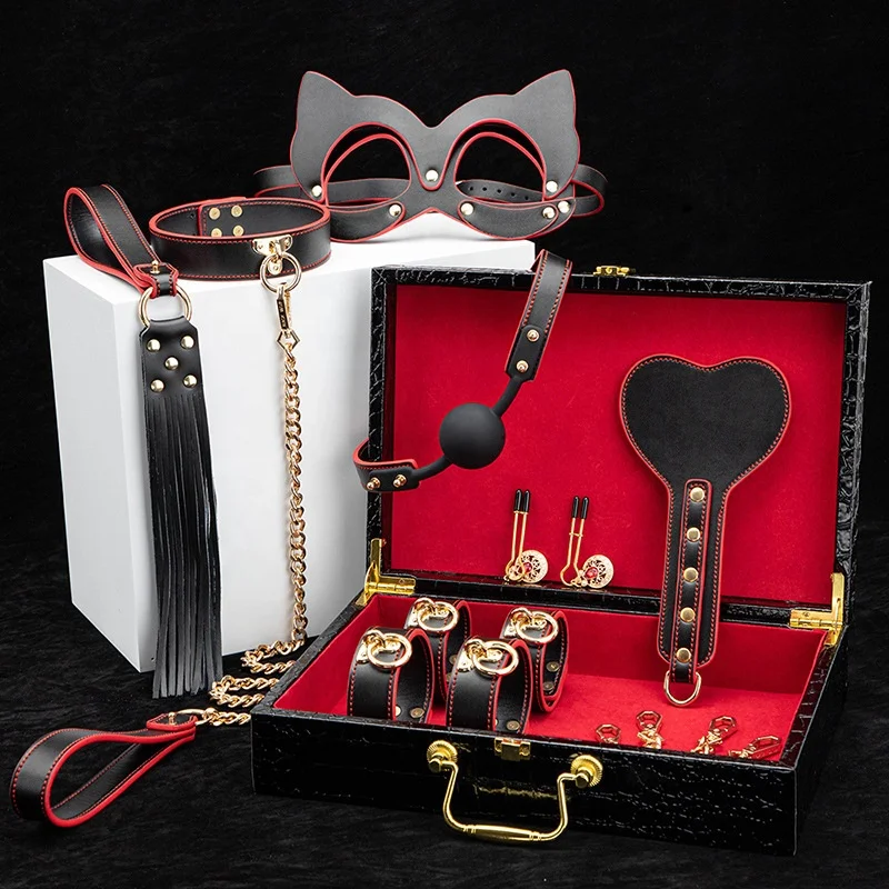 10 Pieces Bdsm Kits Adults Sex Toys for Women Men Bdsm Toys PU Leather Bondage Set with High-end Storage Case Juguetes sexuales